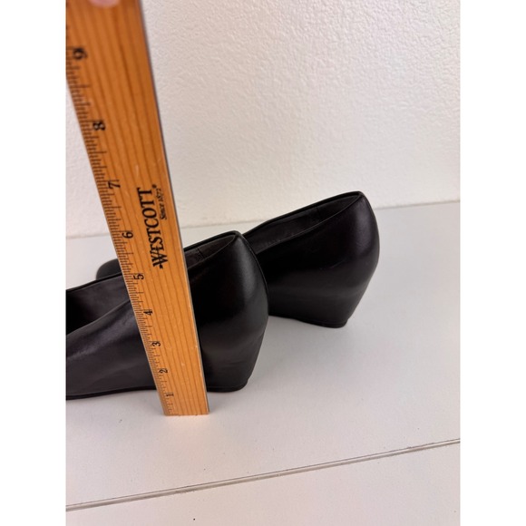 Stuart Weitzman Leather Black Wedges Heels Shoes Womens‎ Size 8Minimalist Work - Picture 4 of 11